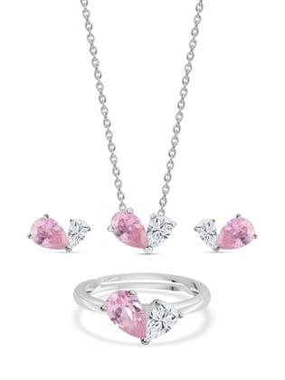 Pink Toi Et Moi Jewellery Set For Women-Adjustable