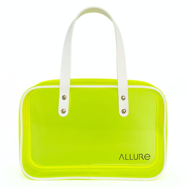 Allure Transparent Green Travel Toiletry Bag with White Handles (AHBG_07)-Green