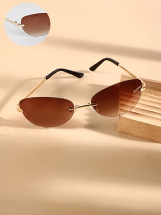 The Minimal Oval Sunglasses - Champayne Gold-Sunglass