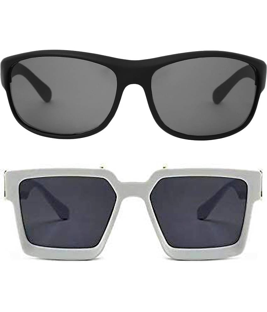 Kanny Devis - Black Wrap Around Sunglasses ( Pack of 2 )
