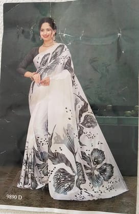 Elegant Grey Linen Silk Saree