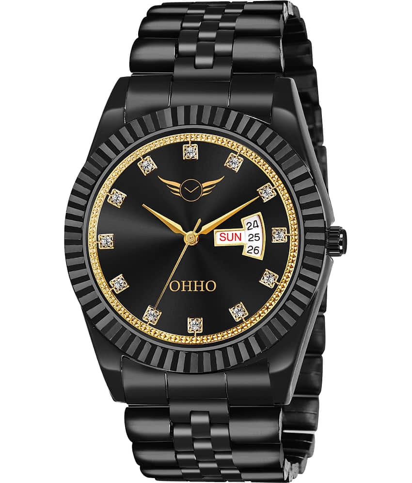 OHHO Black Stainless Steel Analog Men's Watch