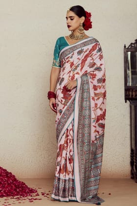 White Brasso Silk Saree