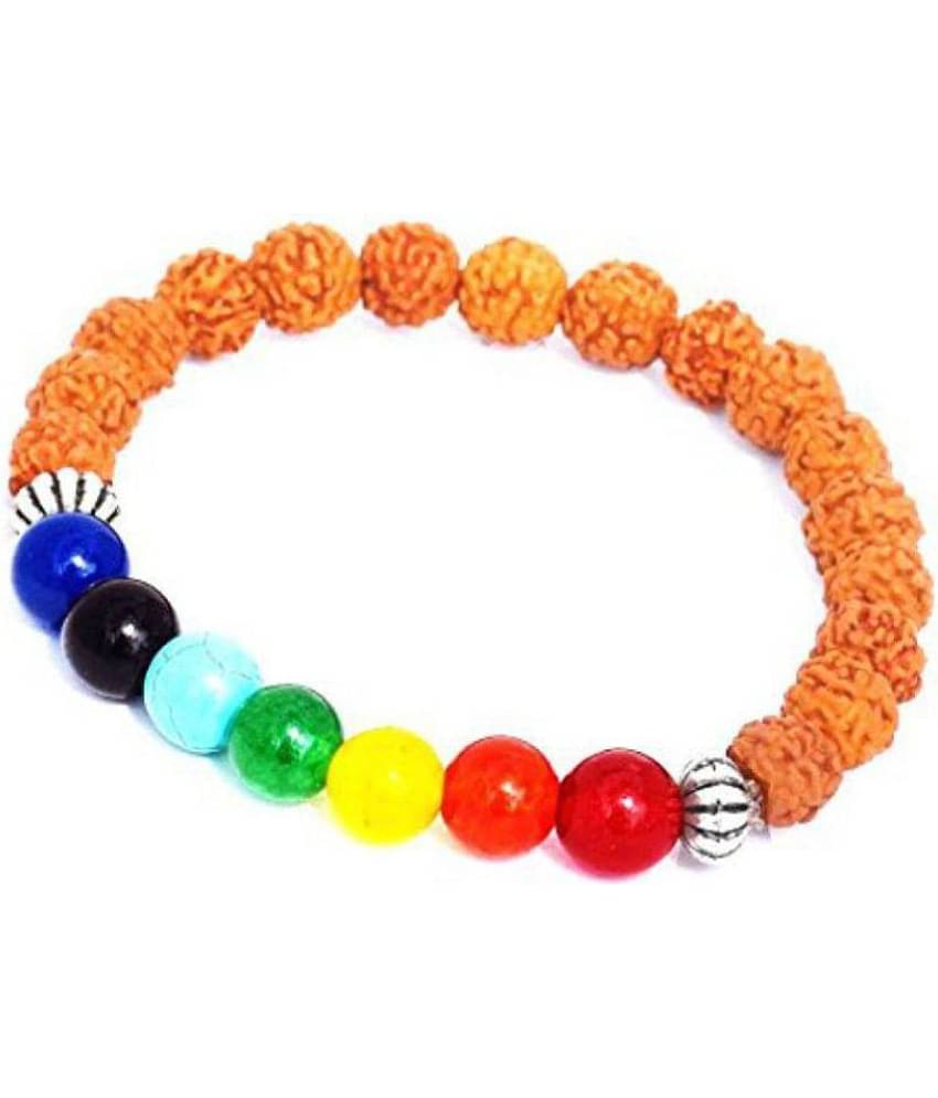 7 chakra yoga Bracelet with 100% Original 5 Mukhi Rudraksha Beads And Genuine Healing stones | Exclusive | Rudra Divine | To Energized Seven chakra Of Human body And Heal the body | Healing Bracelet | Healing stone Bracelet | Brand new