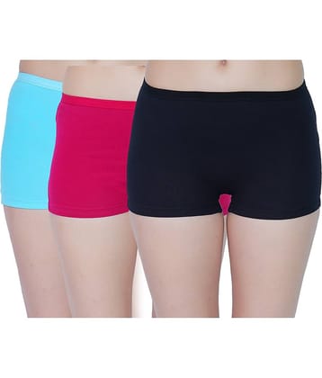 Ladyland Pack of 3 Cotton Boy Shorts For Women ( Multicolor )