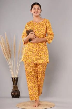 Yellow Flower - Cord Set - Pure Cotton-38 - M