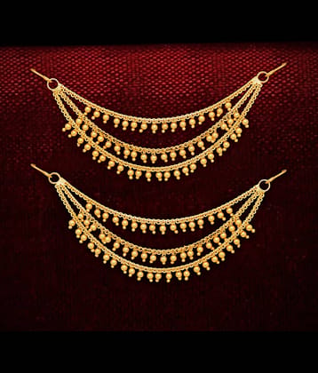 LUV FASHION Golden Ear Chain Earrings ( Pack of 1 )
