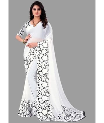 Sanjana Silks Georgette Printed Saree With Unstitched Blouse Piece ( Pink )