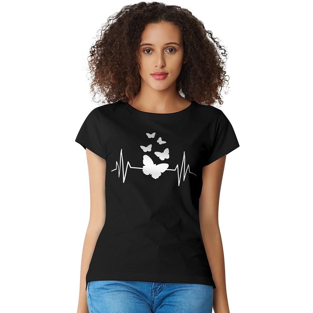 Women's Cotton Western Wear T Shirt S (Black)