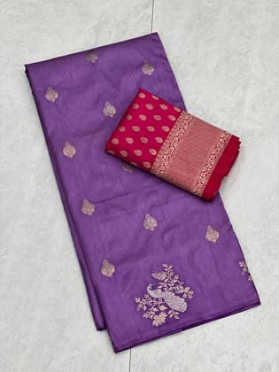 The rich and high quality soft, flowing pure Dola silk sarees with _3 types of Zari Weaving body and Zari Pallu woven pairs with contrast running blouse