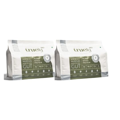 Truely Pro - Vegan Plant Protein | 24g Protein/Serving | 4 Bn CFU Probiotics | 3 Protein Sources - Pea, Brown Rice & Moong Bean | No Artificial Flavours | THIRD-PARTY TESTED | Unflavoured | 2KG