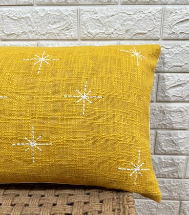Indihomecraft Handicraft Cotton Cushion Cover - Hand Stitched Embroidery Decorative Art Boho Pillow Star Shape Yellow Hand Made Pillow Cover | Square Shape 14X20 Inches Cushion Cover Indihomecraft Handicraft Cotton Cushion Cover - Hand Stitched Embroidery Decorative Art Boho Pillow Star Shape Yellow Hand Made Pillow Cover | Square Shape 14X20 Inches Cushion Cover