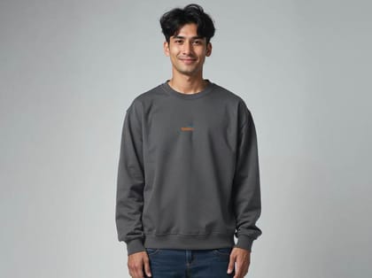 Taarak Mehta Ka Ooltah Chashmah| Grey Printed Crew Neck Winter Sweatshirt Cotton 350 GSM (KEHNA KYA CHAHTE HO PRABHU)