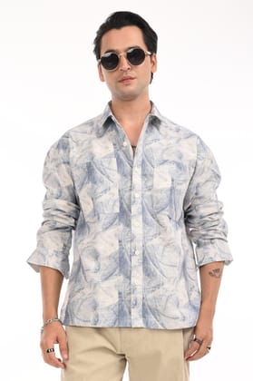 Enigmatic Blue Oversized Cotton Shirt-S