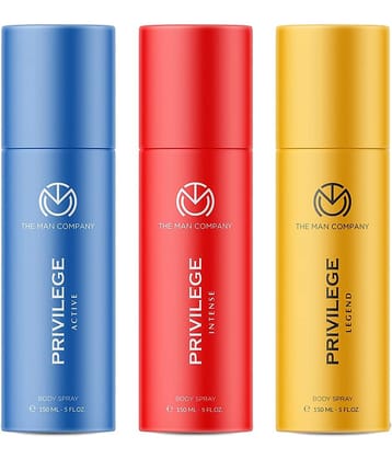The Man Company Privilege Deodorants for Men - Active, Legend & Intense | Premium Long Lasting Fragrance | Everyday Use Deo’s Trio Set  - (150ml* 3)