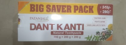 Patanjali Dant kanti Big saver pack 200 g + 200 g + 200 g Natural toothpaste 