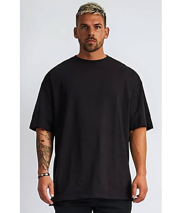 CrazyBee Pack of 1 Cotton Oversized Fit Men's T-Shirt ( Black )