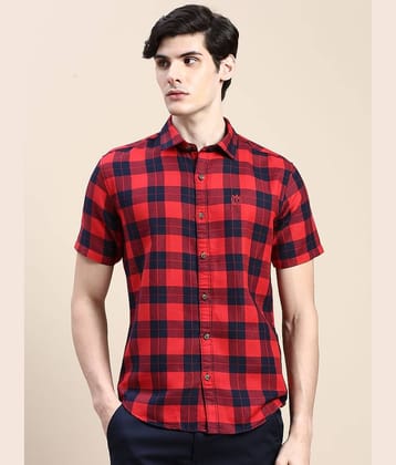 Showoff Cotton Blend Regular Fit Checks Half Sleeves Men's Casual Shirt - Red ( Pack of 1 )