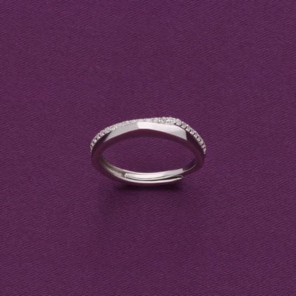 Sterling Silver Diamond Eternity Adjustable Band Ring-White Stone / Silver / 5