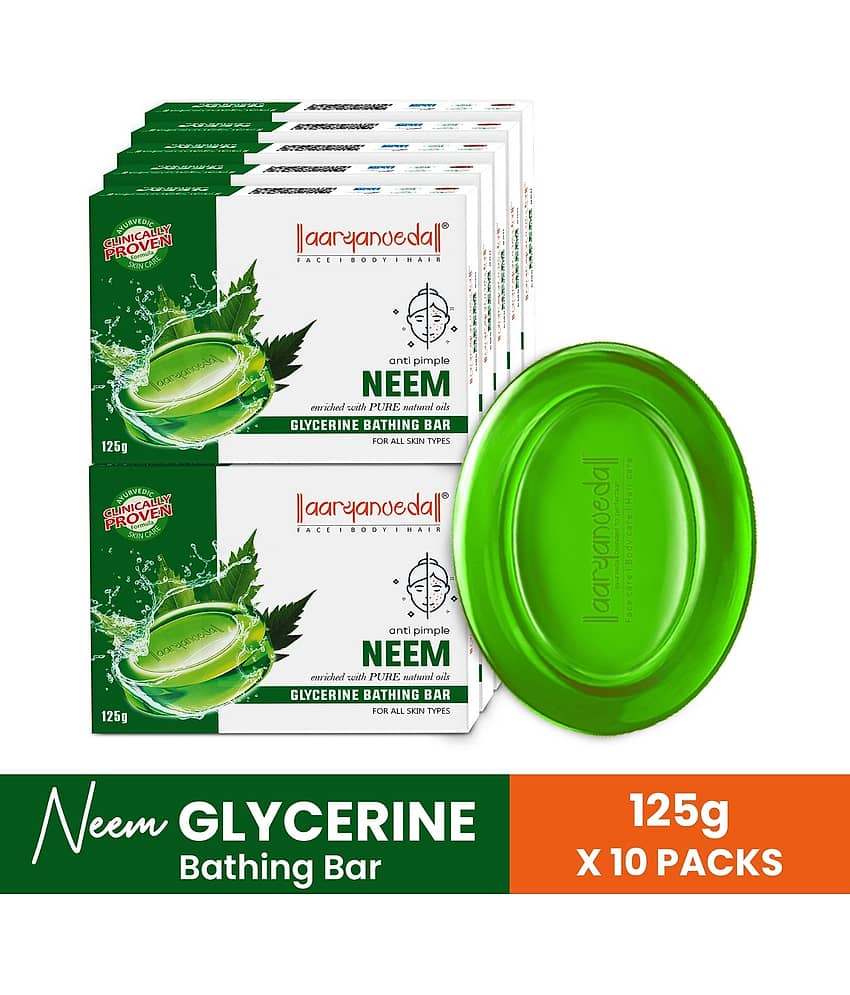 Aaryanveda Antibacterial Neem Glycerine Bathing Bar for All Skin Type ( Pack of 10 )