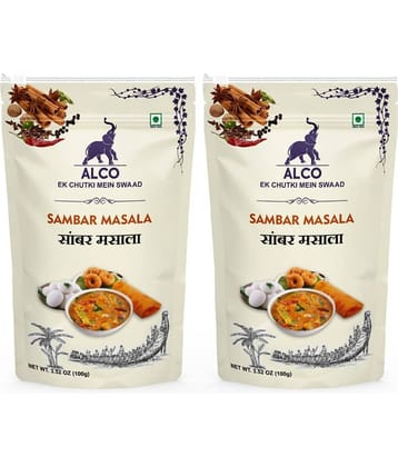 Alco Spices Sambar Masala | 100% Organic & Vegetarian-  100gm Zipper Pack of 2 - 200 gm
