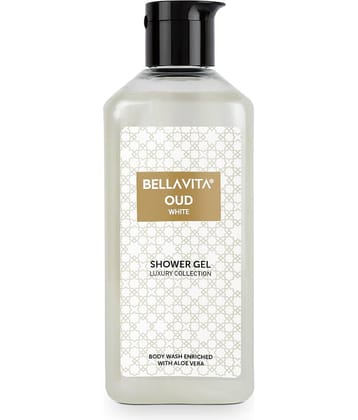BELLAVITA OUD WHITE Body Wash Shower Gel for Women & Men 250ml Unisex Bodywash with Aloe Vera Extract Deep Cleansing Hydrating Moisturising Suitable