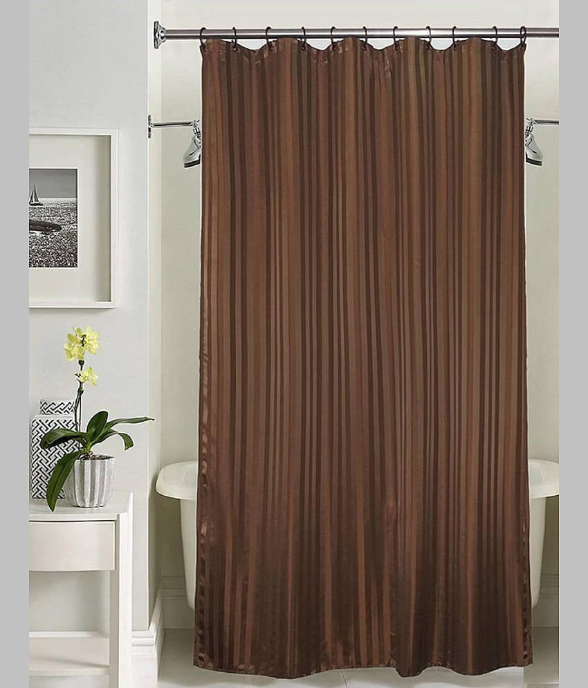 CASA FURNISHING Brown PVC Shower Curtain ( Single )