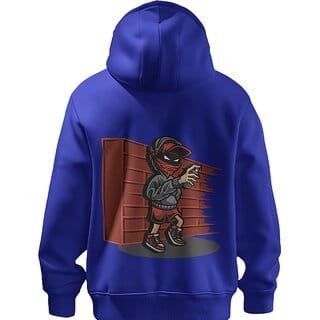 BULL CLOTHING Stylish Mens Hoodie with Urban Ninja Dark Blue Black Painter Design, Perfect for Casual Outings 