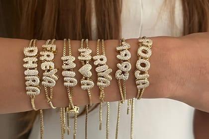 Mini Bubble Initial Name Bracelet  (Due to high demand, this product will ship in 10 days)