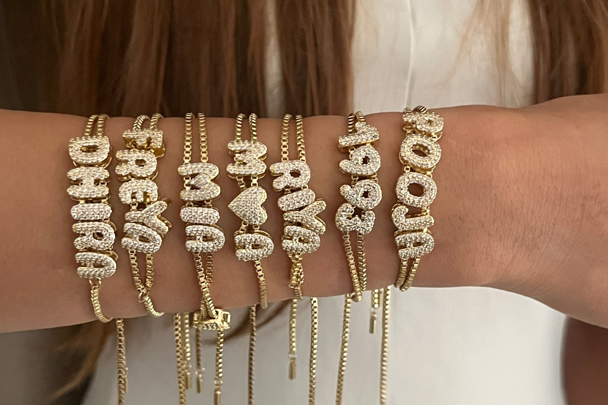 Mini Bubble Initial Name Bracelet  (Due to high demand, this product will ship in 10 business days)