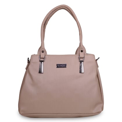 Jothi Rinka Premium Womens Handbag | Quilted Panel Synthetic Leather Tote | 3-Compartment Spacious Design | Water-Resistant | Soft Base | Tan