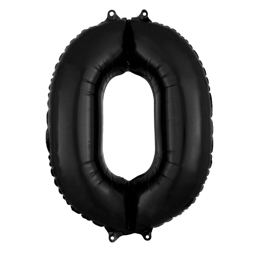 Large Shape No.0 Black Balloon 26" - L26 - Party and Festive Needs | Buy online on ZillyBuy