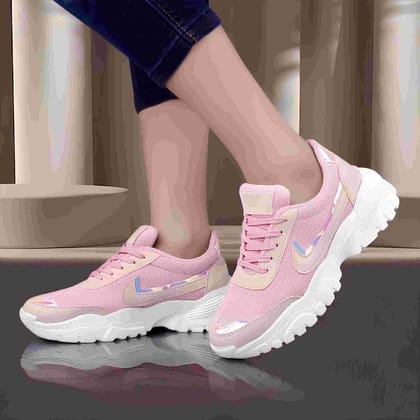 Latest Versatile Womens Casual Sneakers, Sports Shoes for Girls and Women (Color-Pink, Size-38)