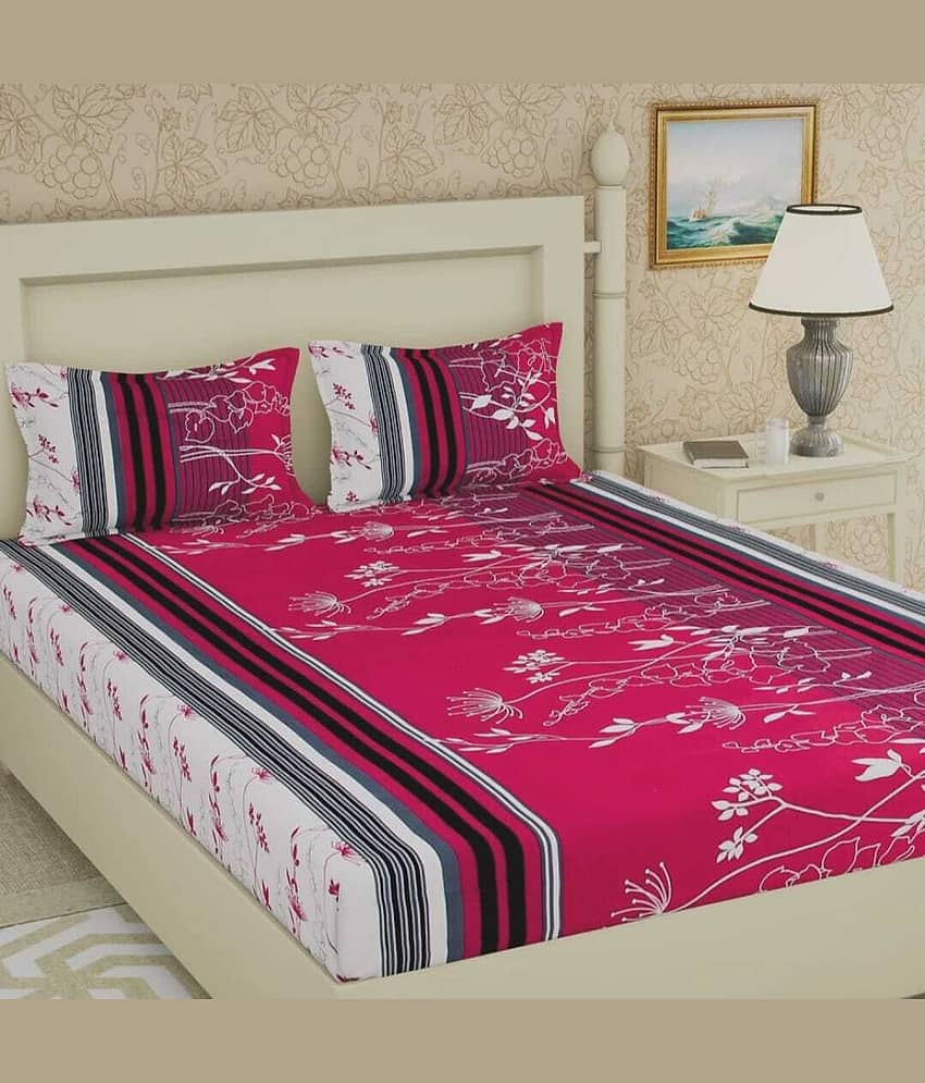 Decent Home Microfiber 1 Double Bedsheet with 2 Pillow Covers ( Pink )