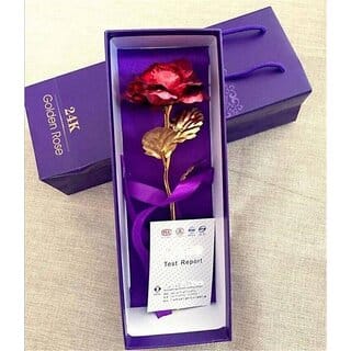 24K Gold Plated Red Rose with Unique Gift Box - Best Gift for Valentine Day