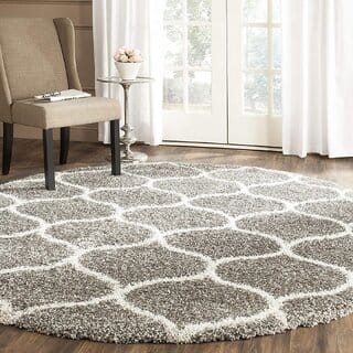 GALLERY HOME Silky Smooth Anti-Skid Shaggy Round Carpet with 2 inch Thickness (8x 8  Round, Grey A1)
