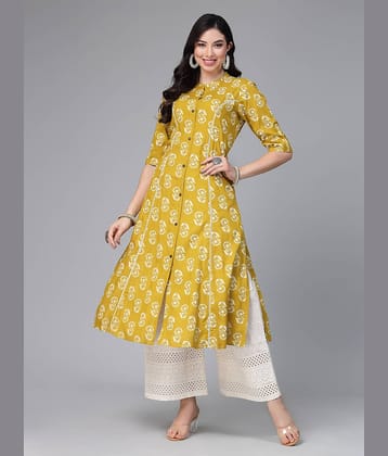 Stylum Rayon Printed Nayra Women's Kurti - Lime Green ( Pack of 1 )