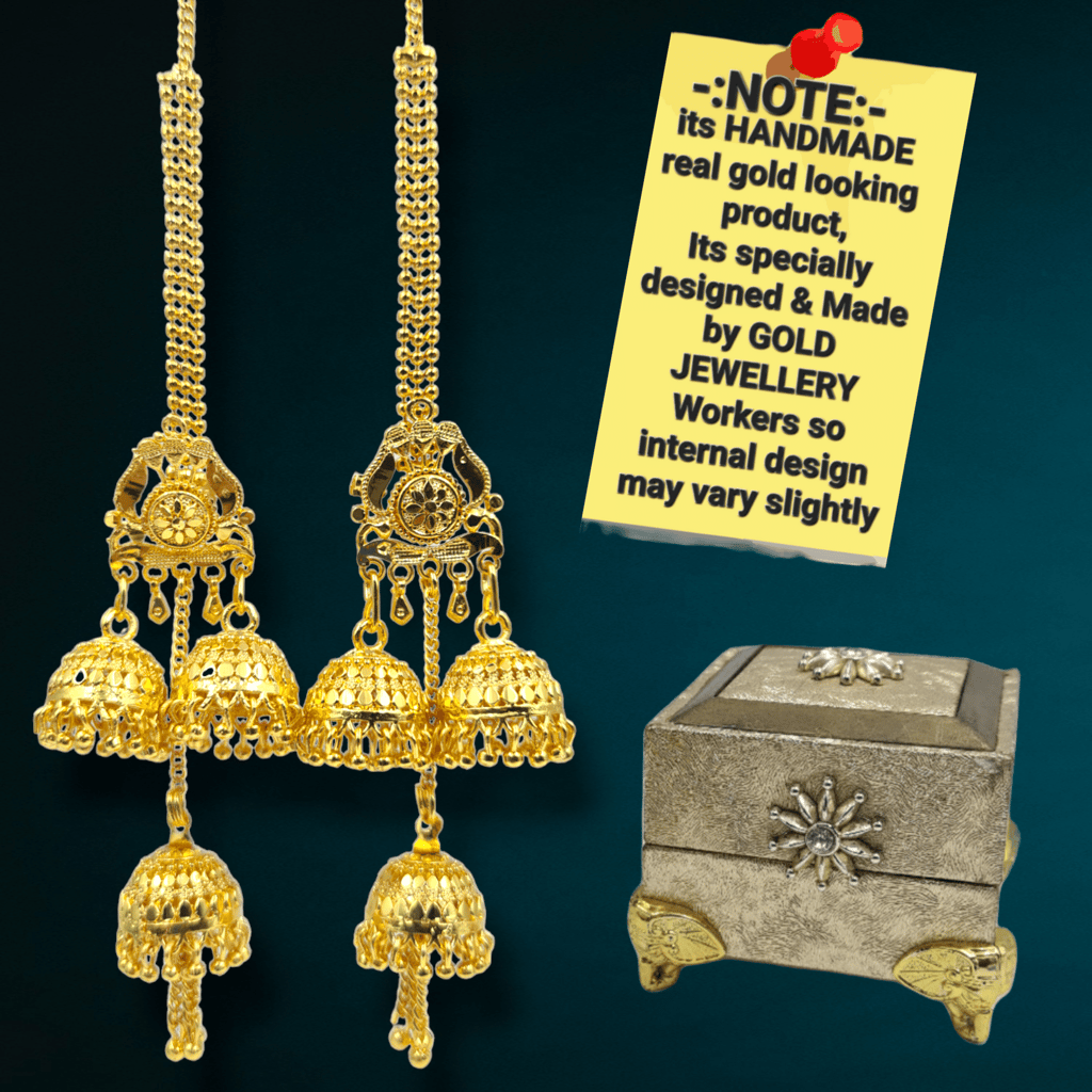 Exclusive Handmade Multilayer Gold Chandelier Earrings | One Gram Gold-Plated Jewelry for Weddings and Special Occasions