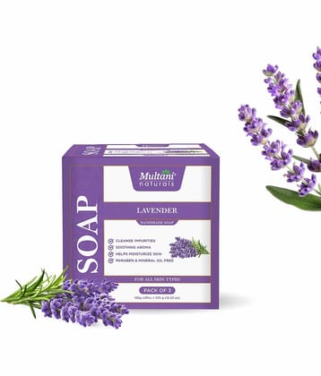Multani Naturals Lavender Soap Pure Lavender Oil & Glycerin For Dark Spots on Skin, Exfoliates Dead Skin Cells 125gm (Pack of 3)