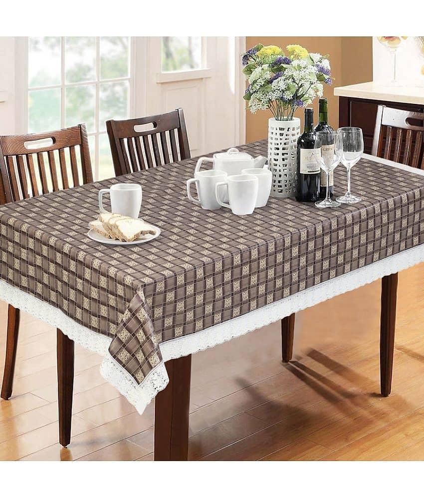 Printed PVC 6 Seater Rectangle Table Cover ( 228 x 152 ) cm Pack of 1 Gold