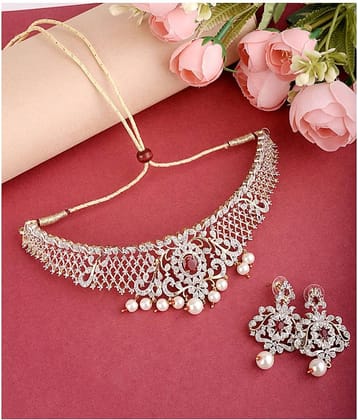 Navya Collections Alloy Maroon Contemporary/Fashion Necklaces Set Choker