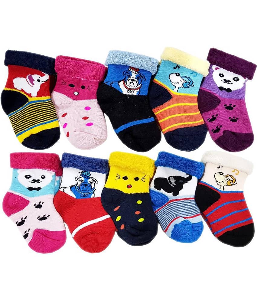 RC. ROYAL CLASS KIDS NEW BORN COTTON ANKLE SOCKS MULTICOLORED SOCKS(PACK OF 10 PAIRS)(0-6 Months)