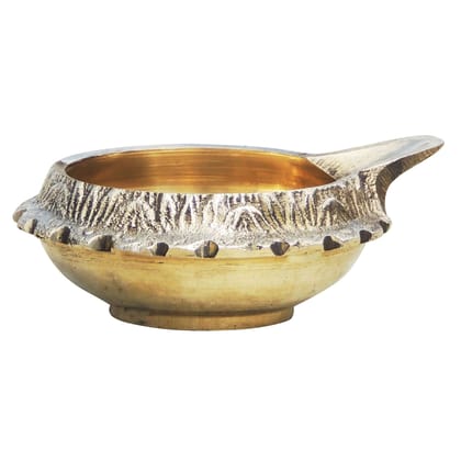 Brass Table Decor Oil Lamp Kuber Deepak  - Traditional Puja Diya for Wealth & Fortune, Height : 1.2 Inch (ZMAS140 D)