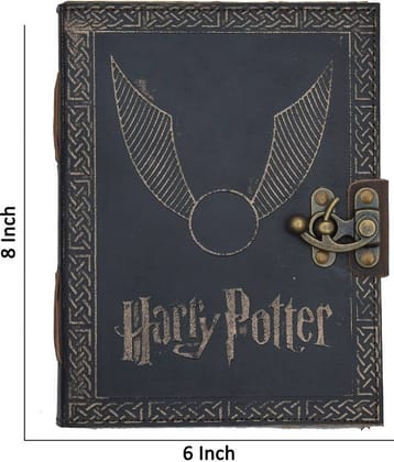 Harry Potter leather Emboss With Vintage Antique Paper A5 Diary Un-Ruled 240 Pages (Antique Black Color)