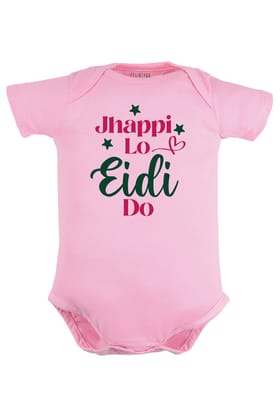 Jhappi Lo Eidi Do Baby Romper | Onesies-Pink / Baby Romper / 0-3 Months