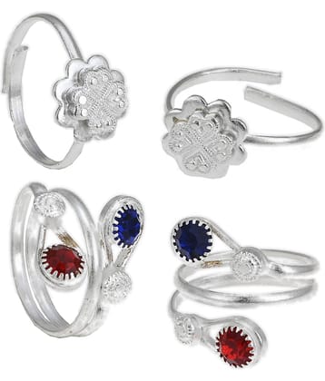 AanyaCentric Silver Plated 2 Pair Toe Rings