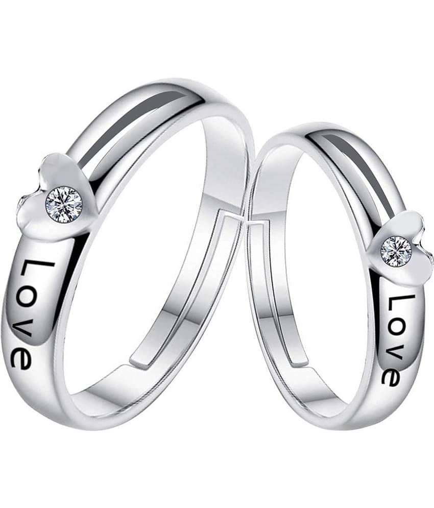 Speical For Couple Ring Valentines Couples Gift Love Heart  Silver Plated Adjustable Couple  Ring Women And Men