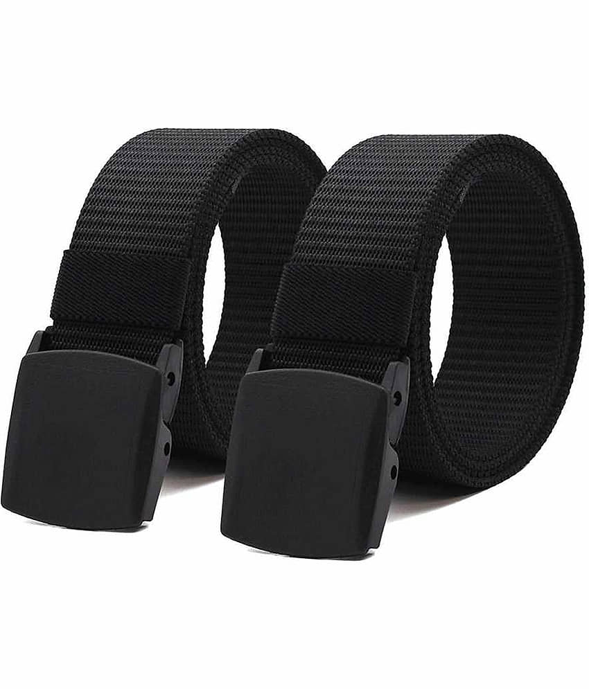 Loopa Black Nylon Casual Belt Pack of 2
