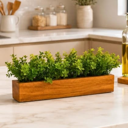 Wooden Planter Realistic Faux Greenery Indoor Decoration Living Room Office Desk Table Shelf Decorative Arrangement