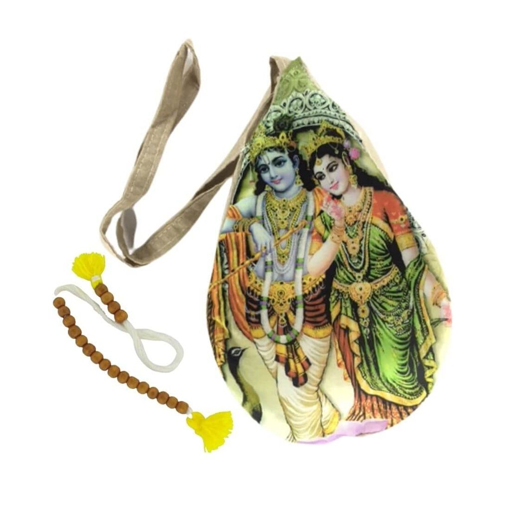 MAYAPURI Radha Krishna Printed Gomukhi Japa Bag/Chanting Bag with Sakshi Mala Counter - Pooja Needs | Buy online on ZillyBuy